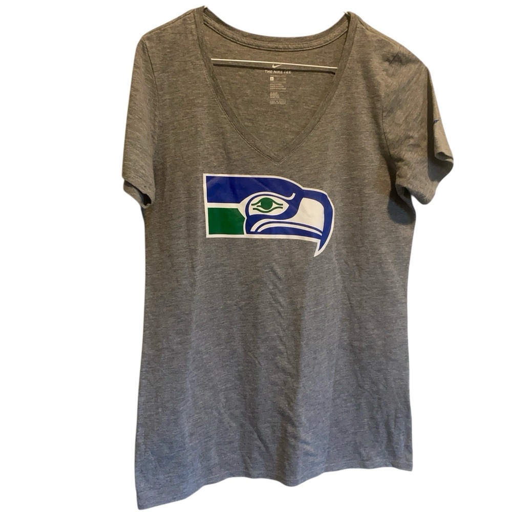 Nike Seattle Seahawks Women's‎ V-Neck Tee Gray Tri-Blend Small Game day Shirt